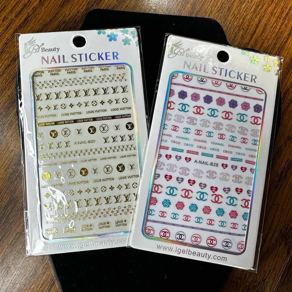 Louis Vuitton Gold and Brown Nail Sticker Set